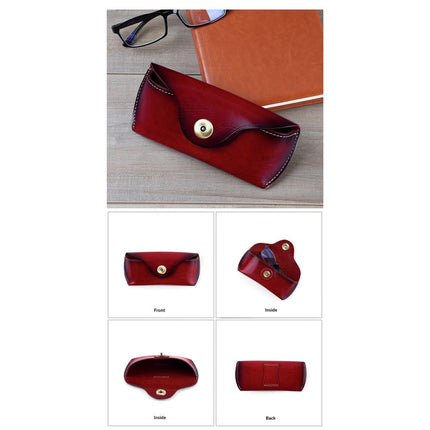 Unisex Semi Hard Genuine Leather Eyeglass Case With Belt Loop for Prescription Eyeglasses & Standard Sized Sunglasses（Excluding eyes）
