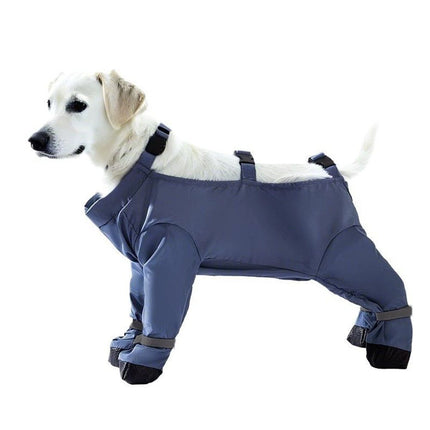 Waterproof Dog Boots Rain Boots with Suspender, Dogs Shoes Paw Protector for Small Medium Puppy, Anti-Slip Doggy Boot Belly Protector, Rain Booties Snow Booties (L)