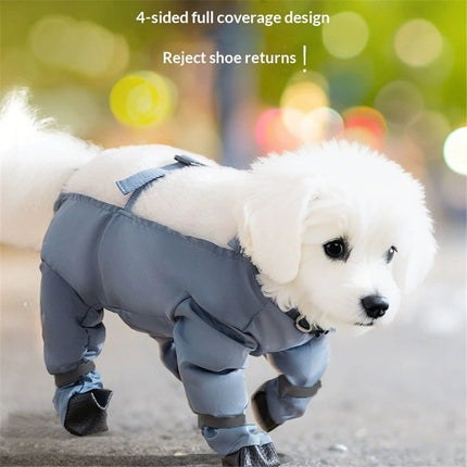 Waterproof Dog Boots Rain Boots with Suspender, Dogs Shoes Paw Protector for Small Medium Puppy, Anti-Slip Doggy Boot Belly Protector, Rain Booties Snow Booties (L)