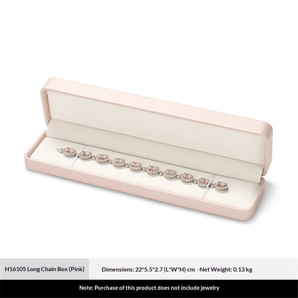 Pink PU Leather Jewelry Gift Box for Necklace Long Chain Jewelry Necklace Long Chain Gift Box, for Wedding, Engagement (only box)