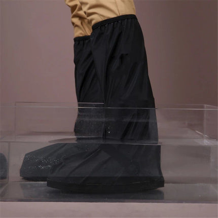 Black Waterproof Rain Boot Shoe Cover, Covers Rain Boot Foldable Non-Slip Protective Overshoes for Rainy Day, Hiking, Outdoor (1 Pair，M)