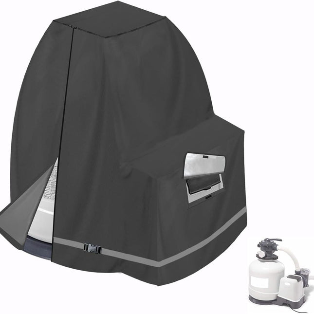 Sand Filter Pump Cover,Waterproof Anti-UV Above Ground Pool Pump Cover,Suitable for Most Popular Sand Filter on Market (Black)