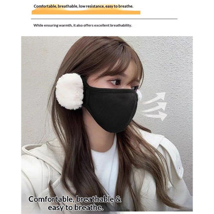2 pack Mouth Mask Warmer polyester-cotton Earmuff Winter Warm Full Ears Protection Accessories Half Face Mask with Earflap Outdoor
