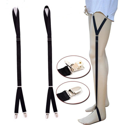 Best Mens Shirt Stays for Men - Keeps Shirts Tucked in All Day - Easy-to-Wear Garter Straps with Foot Loop - Black (Loop Stirrup Style) (Select Series)
