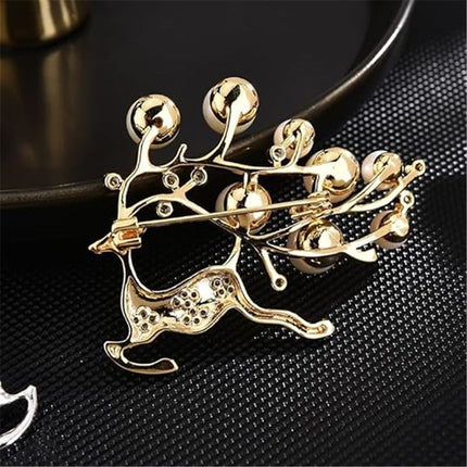 2 pack Animal Brooches for Women Pearl Rhinestones Animal Brooch Pin Cute Animal Jewelry Gift for Wife Mom Girlfriends（golden）