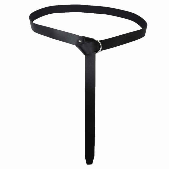 Medieval minimalist Leather Belt - Leather Belt with O Ring Reenactment for Men Women, Halloween Cosplay Black