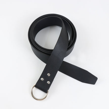 Medieval minimalist Leather Belt - Leather Belt with O Ring Reenactment for Men Women, Halloween Cosplay Black