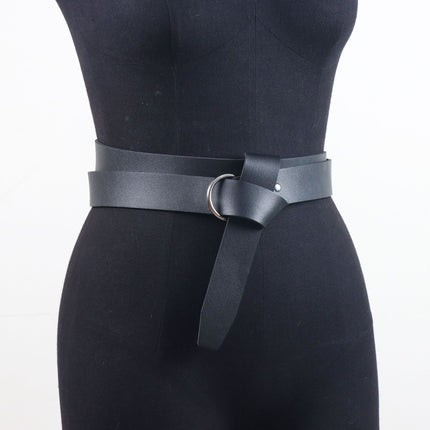 Medieval minimalist Leather Belt - Leather Belt with O Ring Reenactment for Men Women, Halloween Cosplay Black