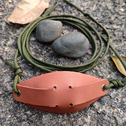 Leather Shepherd Sling Handmade Paracord Shepherds Sling Rock Thrower Old-Fashioned Slingshot（orange-red）