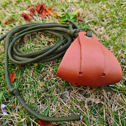 Leather Shepherd Sling Handmade Paracord Shepherds Sling Rock Thrower Old-Fashioned Slingshot（orange-red）