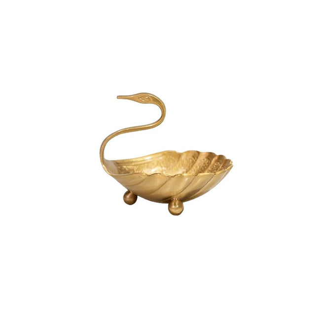 Swan Brass Jewelry Dish Tray,Gold Decorative Ring and Trinket Holder-Decorative Trinket Dish for Rings Earrings Necklaces Bracelet Watch Keys, Birthday Mother's Day Gift（only Fruit Plate）
