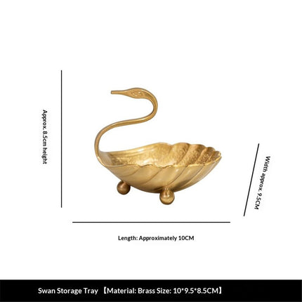 Swan Brass Jewelry Dish Tray,Gold Decorative Ring and Trinket Holder-Decorative Trinket Dish for Rings Earrings Necklaces Bracelet Watch Keys, Birthday Mother's Day Gift（only Fruit Plate）