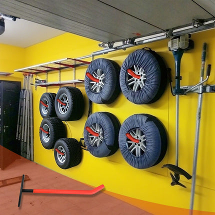 4 PCS Garage Hooks Heavy Duty Wall Mount, Tire Storage System with Anti-Slip Coating, Hang Heavy Tools for up , for Bikes, Ladders, Chairs and Bulky Tools