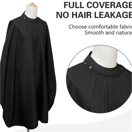 Cape with Soft silicone Neck Collar | Professional Hair Cutting Cape for Stylists & Adults | Hair & Water Repellent| Adjustable Snap Closure, 62" x 55", Black