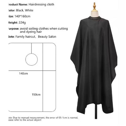 Cape with Soft silicone Neck Collar | Professional Hair Cutting Cape for Stylists & Adults | Hair & Water Repellent| Adjustable Snap Closure, 62" x 55", Black