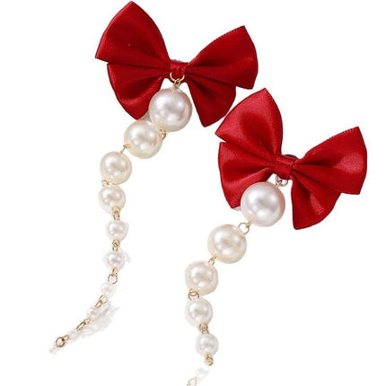 2 pairs Long Earrings for Women Boho Tassel Earrings for Women Bridal Wedding Party Valentine Day Gifts（red）