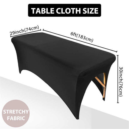 Black Bed Cover Massage Table Cover Protector with Cut-Out for Leg Room, Stretch Rectangular Table Cover for 6FT Eyelash Extension Bed/Spa Bed/Message Bed(Strong Elasticity，Only bed cover)