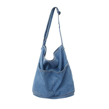 Denim Shoulder Bag Casual Tote Bag Large Handbag Jean Purse for Women,Casual Retro Aesthetic Crossbody Bag Handbag