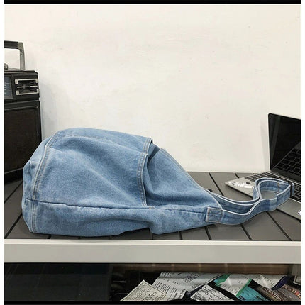 Denim Shoulder Bag Casual Tote Bag Large Handbag Jean Purse for Women,Casual Retro Aesthetic Crossbody Bag Handbag