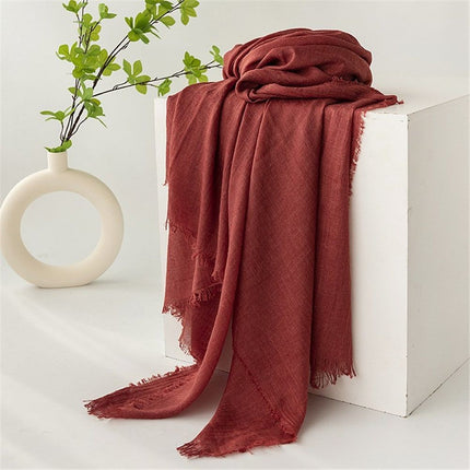 Women Scarfs Large Long Beach Gauze Shawl Wrap,for Daily Outfits Stylish Occasions,Scarf Category Ornament 100cm-190cm(dark red)