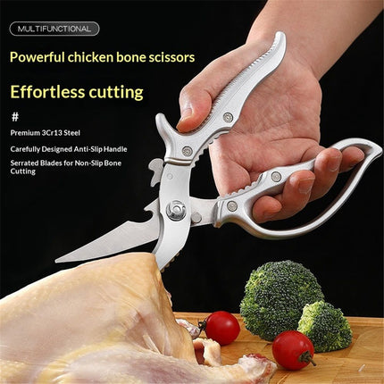Heavy Duty Kitchen Scissors - All Purpose Poultry Shears with Anti-Slip Handle & Safety Lock, Stainless Steel Food Scissors for Chicken, Meat, Bones, Vegetables