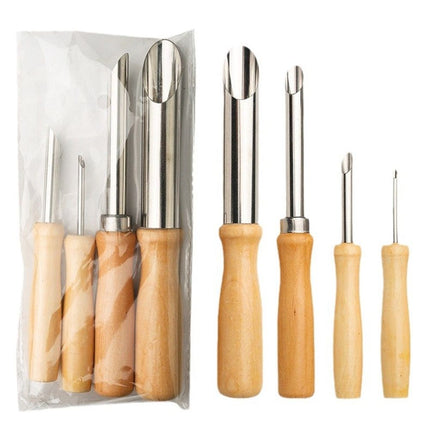 2 set Round Hole Cutter 4 PCS Stainless Steel and Wood Circle Shaping Hole Cutters for Pottery Clay Sculpture 4Sizes