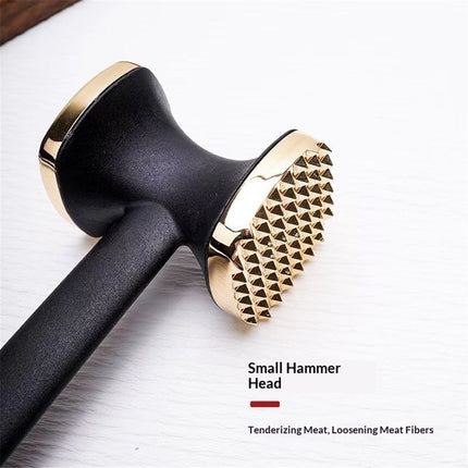 2 pack Meat Tenderizer Tool, Double Side Meat Hammer Tenderizer With Comfort-Grip Handle Heavy Duty Manual Hammer Mallet Tool for Steak Chicken and Pork(Black+golden)