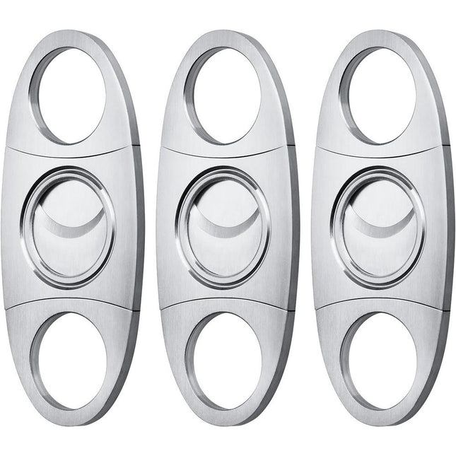 Cigar Cutter Set (6 Pack), Guillotine Double Blade, Cigar Accessories for Men, Stainless Steel Smoking Accessories Tool, Portable Sharp Clean Cut - Silver