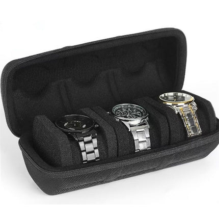 Watch case for travel and storage, hard 3 slots Watch Roll Organizer for Men and Women（does not include a watch）