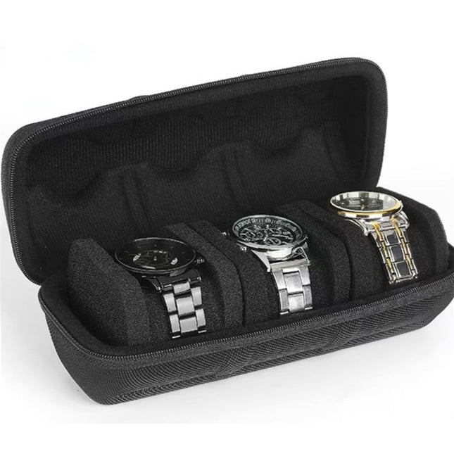 Watch case for travel and storage, hard 3 slots Watch Roll Organizer for Men and Women（does not include a watch）