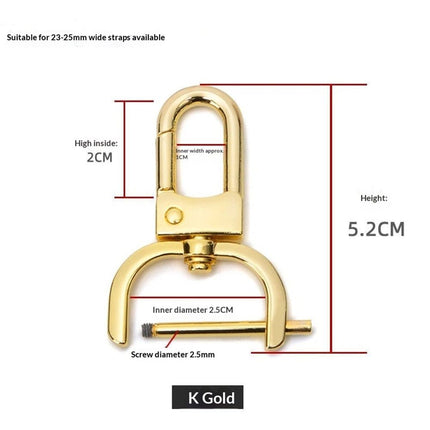 2pcs Detachable Snap Hook Swivel Clasp w/Screw Bar Bag Strap Hardware Replacement, for Bag Strap Purse Lanyard DIY Craft Hardware (1 Inch, Gold)