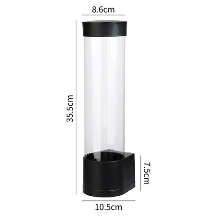 Cup Dispenser, Water Cooler Pull Type Cup Holder Fits 5oz - 7oz Cone or Flat Bottom Cups,14" Tube Length Black