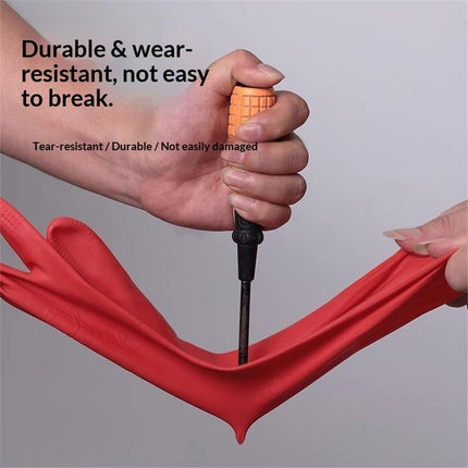 Rubber Dishwashing Cleaning Gloves (2-Pair) - Reusable, Waterproof with Extra-Long Cuff & Anti-Slip Design for Household & Kitchen Use - Large