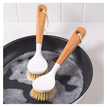 2 pack Wooden Dish Brush, Dish Brushes with Handle, Wooden Handle Soft Scrubber Kitchen Brush for Dishes and Vegetables