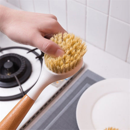 2 pack Wooden Dish Brush, Dish Brushes with Handle, Wooden Handle Soft Scrubber Kitchen Brush for Dishes and Vegetables