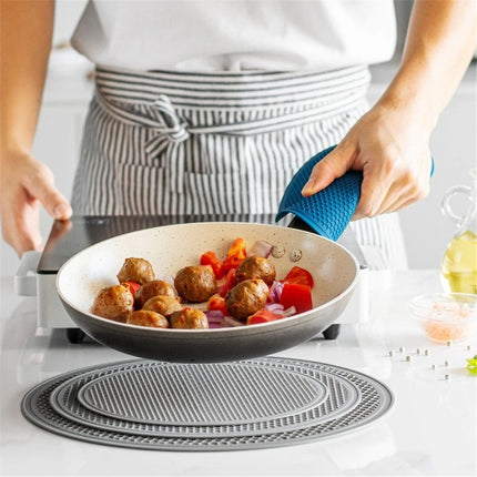 8 10 12 Inch Microwave mat, Multi-Purpose Hot Pad,Pot Holder,Baking,Drying, Silicone mats for Microwave,Dishwasher Safe - Splatter Guard, Set of 3,Grey
