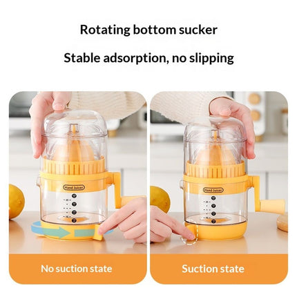 Manual Citrus Juicer with Rotating Crank - Large Capacity Hand Press for Lemon Orange Lime Grapefruit | Max Extraction, Ergonomic Handle for Effortless Squeezing, Dishwasher Safe & Compact Storage