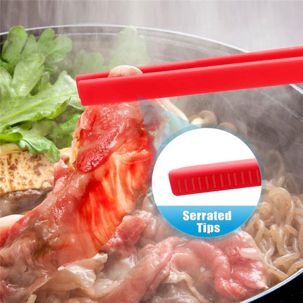 4 Pcs 11.6 Inch Silicone Tongs for Cooking Silicone Tweezer Toaster Tongs Long Heat Resistant Kitchen Grilling Serving Utensils for Food BBQ, Pan Fried Steak, Salad(Red)