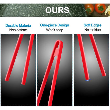 4 Pcs 11.6 Inch Silicone Tongs for Cooking Silicone Tweezer Toaster Tongs Long Heat Resistant Kitchen Grilling Serving Utensils for Food BBQ, Pan Fried Steak, Salad(Red)