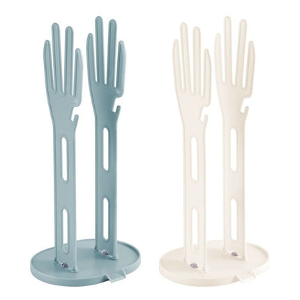 2 Pieces Kitchen Glove Holder Glove Drying Rack Dryer Plastic Mitten Rubber Rack Sink Stand Towel Hanger Reusable Towel Storage Holders for Sponge Food Bag Organizer, white + blue