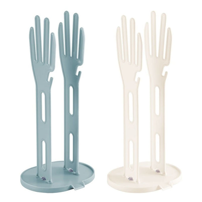 2 Pieces Kitchen Glove Holder Glove Drying Rack Dryer Plastic Mitten Rubber Rack Sink Stand Towel Hanger Reusable Towel Storage Holders for Sponge Food Bag Organizer, white + blue