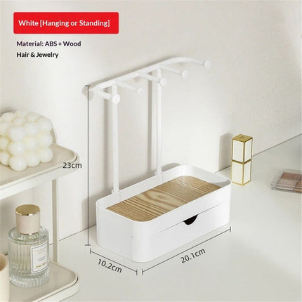 Jewelry Holder Organizer, Jewelry Display Stand with Holder and Plastic Tray, white Double-Layer （only box）