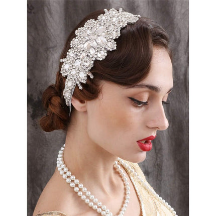 Rhinestone Flapper Headband-Elastic Headpiece, Great Hair Accessories for Women, Handmade crystal bead elastic headband