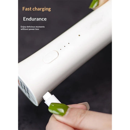 Milk Frother Wand for Coffee, Silent Coffee Foamer Drink Mixer,Handheld Frother Rechargeable Electric Whisk for Latte, Cappuccino, Hot Chocolate, Egg(Home and Travel Set White)