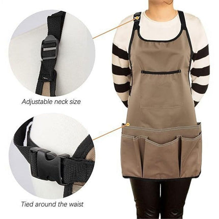 Compact Waterproof Gardening Apron - Tool Organizer for Gardeners, Woodworking & Outdoor Work（ khaki ）