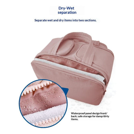 Travel Toiletry Bag – Large Capacity Makeup Organizer, Wet/Dry Separation – Ideal for Business Trips, Gym, Family Vacation, Camping