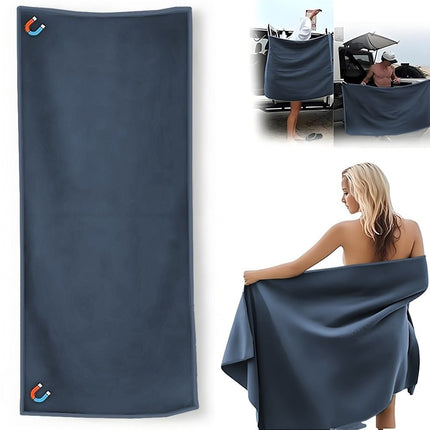 Magnetic Beach Towel Oversized Quick-Dry Microfiber Towel with Magnetic Closure, Super Absorbent & Sand-Resistant for Beach, Pool, Travel, Gym & Camping 75"x30" (navy blue)
