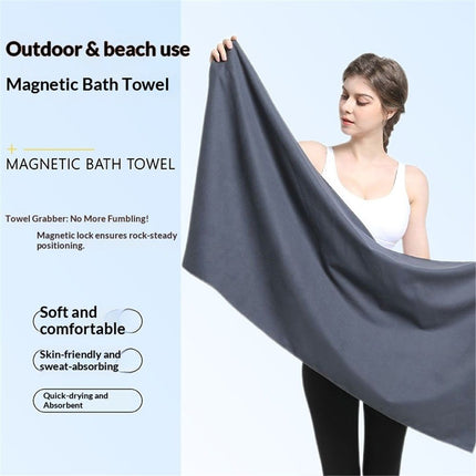 Magnetic Beach Towel Oversized Quick-Dry Microfiber Towel with Magnetic Closure, Super Absorbent & Sand-Resistant for Beach, Pool, Travel, Gym & Camping 75"x30" (navy blue)