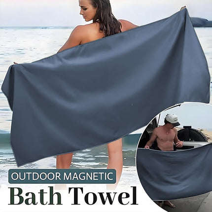 Magnetic Beach Towel Oversized Quick-Dry Microfiber Towel with Magnetic Closure, Super Absorbent & Sand-Resistant for Beach, Pool, Travel, Gym & Camping 75"x30" (navy blue)