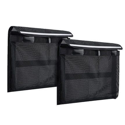 2 pack Heavy Duty Adhesive Mount Closable Boat Storage Bag, Mesh Organizer with Reflective Strips & Hook-and-Loop Fastener for Boat Gear, Fishing Tackle, Home Use(25*34cm)